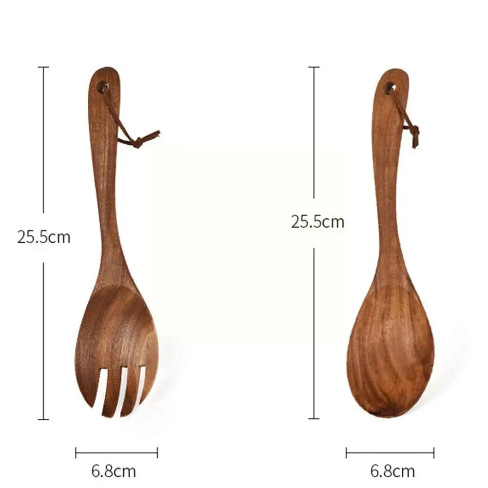 1 шт. набор столовых приборов из натурального дерева ложка и вилка - купить по