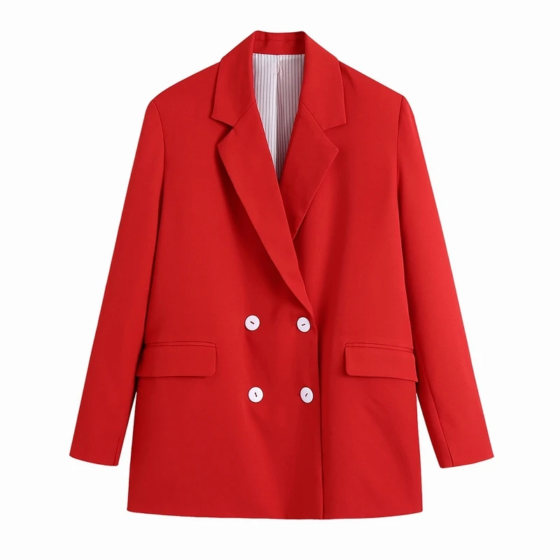 

Women Suit Set Autumn 2021 New Fashion Double Breasted Coat and Long Pant Modern Lady Blazer Trousers