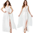 Женские костюмы для косплея греческой богини на Хэллоуин 2021, средневековая белая египетская Клеопатра с глубоким V-образным вырезом, вечерние причудливые платья с разрезом