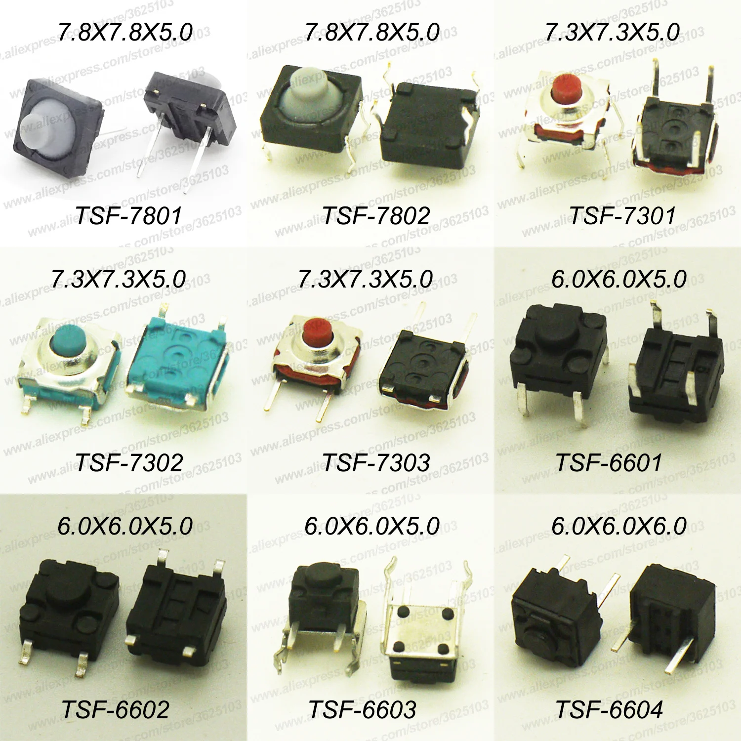 50 шт./лот водонепроницаемый/пыленепроницаемый Тактильный кнопочный мгновенный 6x