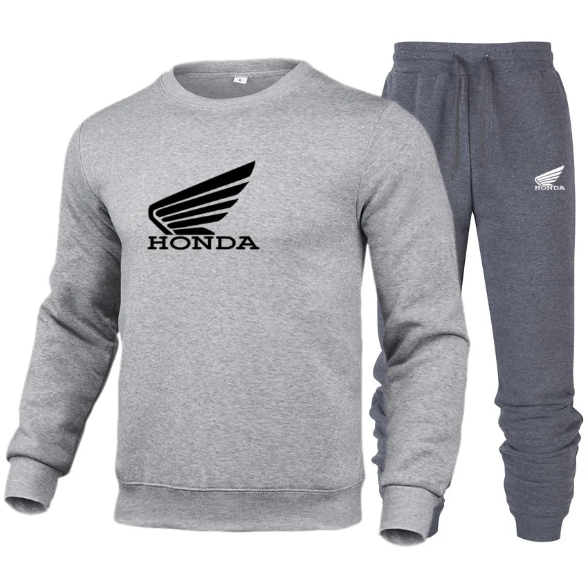 

Men's HONDA car logo brand round neck sportswear hot selling men's sweater + trousers men's street casual wear