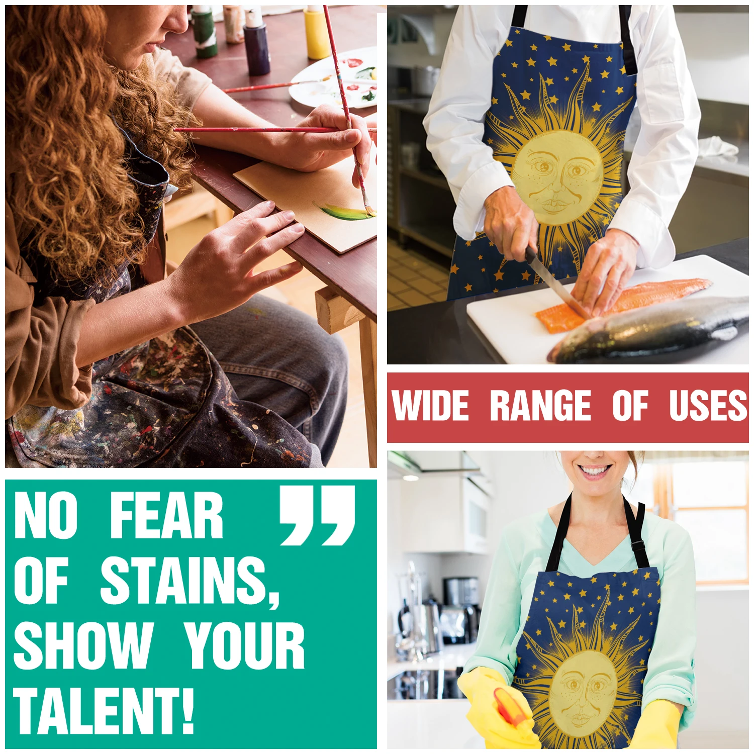 Хиппи солнце вокруг звезд кухня женские фартуки детская Рабочая одежда мужчины