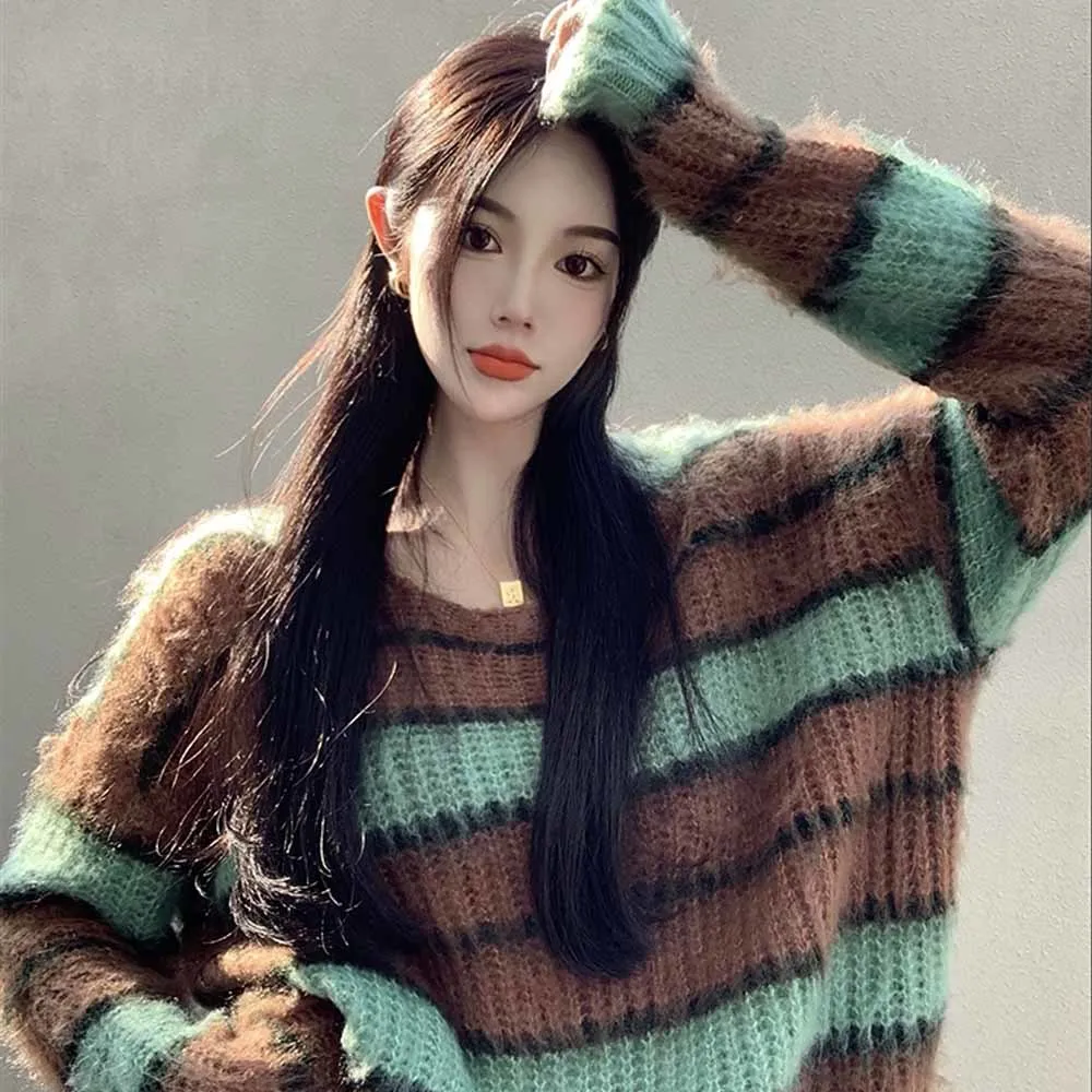 

2022 Autumn Winter Women Pullovers And Sweaters korean style soft thick warm Vintage knitted Sweater Female
