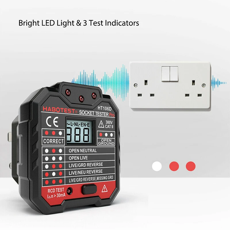 Новый тестер розетки цепи полярности напряжения настенной выключатель с RCD/GFCI XSD88