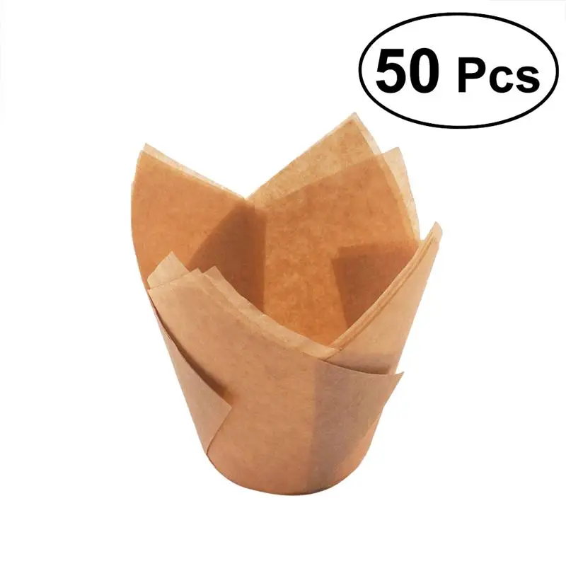 50pcs golden 50 шт обертка для кексов формы для выпечки формы тюльпана вкладыши для кексов чашки для кексов вечерние бумажные инструменты для выпечки тортов-белый золотой розовый - Цвет: 50pcs golden