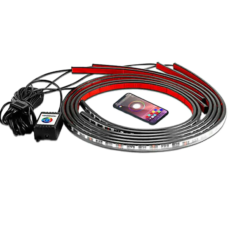 

4Pcs Car Underglow Flexible Strip APP Control RGB LED Strip Car Chassis Light