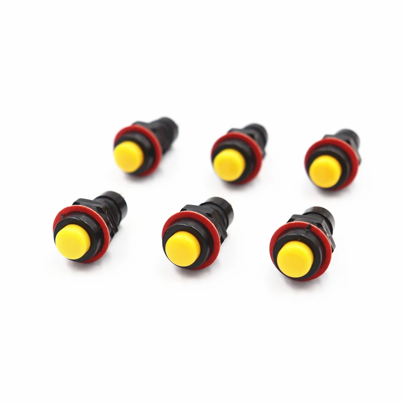 6pcs yellow 6 шт DS-211 DS-213 кнопочный переключатель 10 мм Мгновенный/самоблокирующимся круглая кнопка переключатель DS211 DS213 Миниатюрные - Цвет: 6pcs yellow