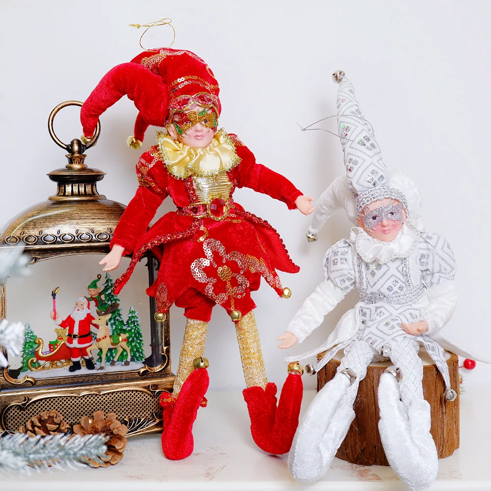 

ABXMAS Elf Doll Clown Toy Christmas Pendant Ornaments Decor Elf Desk Hanging Decoration Navidad New Year Gifts Kids