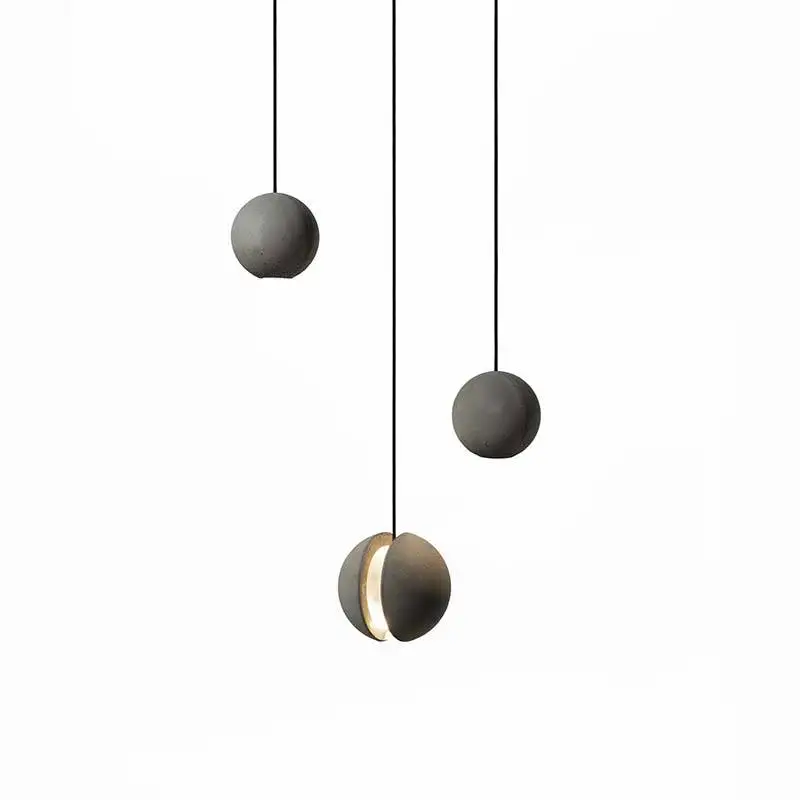 

Globe Ball Moon Cement Pendant Lights Cafe Bar Restaurant Bedside Lamp Loft Industrial Round Hanging Light 1.8m Concrete Lamp