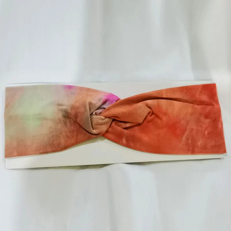 

Tie-dye 2020 Women Headband Cross Top Knot Elastic Hair Bands Soft Solid Hairband Hair Accessories Twisted Knotted Headwrap