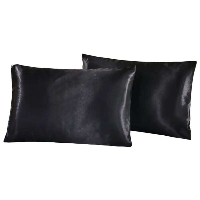 

2-piece queen silk satin pillowcase simple solid color bedding household smooth multicolor simulation silk satin pillowcase home