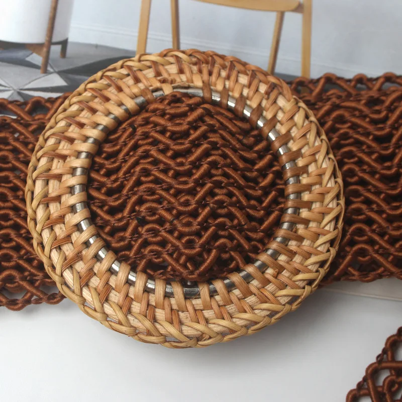 Женский винтажный плетеный ремень BZ34 трикотажный веревочный из дерева с