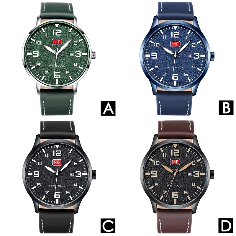 

MINI FOCUS Fashion Casual Men's Watches Quartz Ultra-thin Wristwatches Leather Band Watch