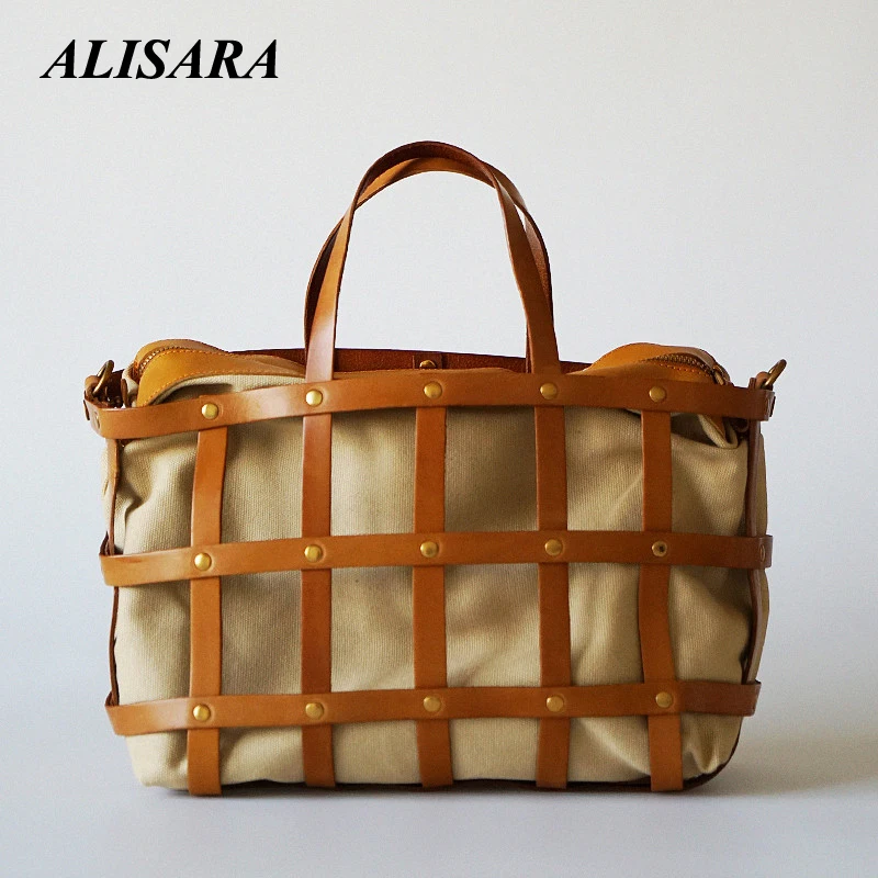 

Bag knitted vintage for women handbags crossbody leather satchel japanese bag Art tote bag large capacity personality bags
