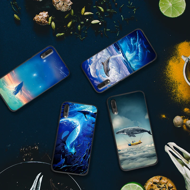 Голубое море дельфины Чехлы для мобильных телефонов huawei P10 P20 2019 M10 M20 M30 S6 S7 край S10