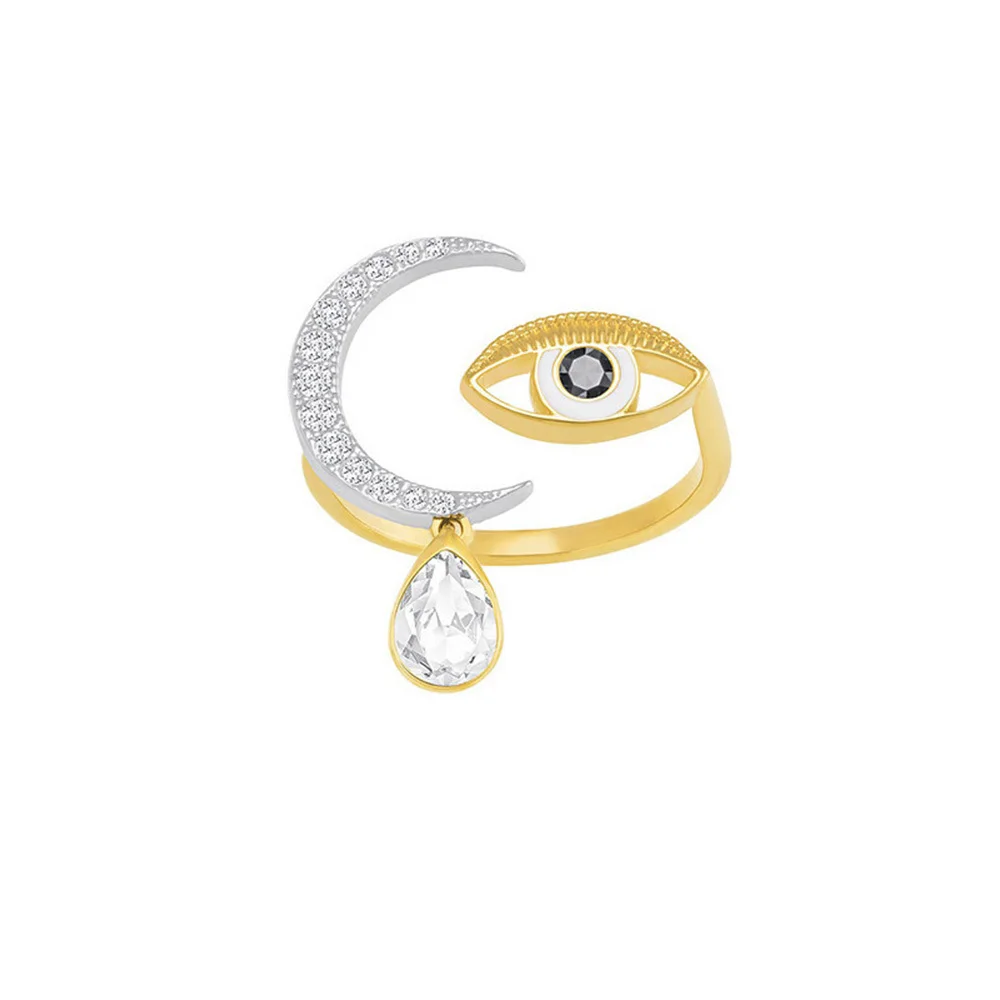 

SWA Original Fashion Jewelry Charm Beautiful Girl Moon Tear Drop Necklace Crystal Crescent Eye Clavicle Chain Female