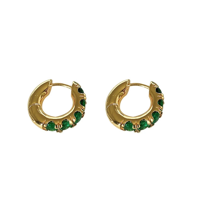 kshmir 2021 Bohemian style micro-inlaid zircon circle gold metallic copper earrings light luxury women's party jewelry | Украшения и