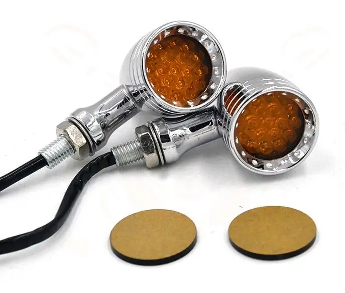 Черный/хром Мотоцикл 12В Янтарный сетчатый объектив светодиодный стоп-сигнал