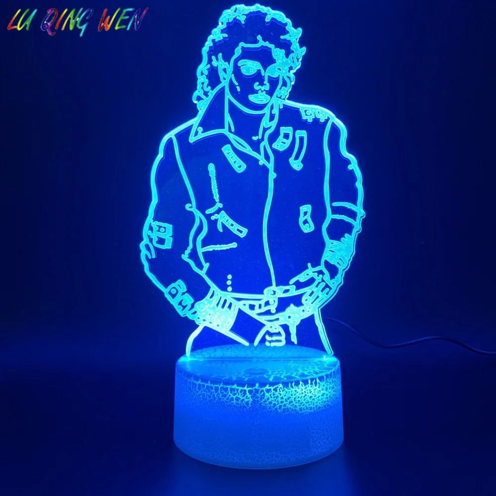 3d светодиодный Ночной светильник лампа Young Michael Jackson рисунок декор для спальни
