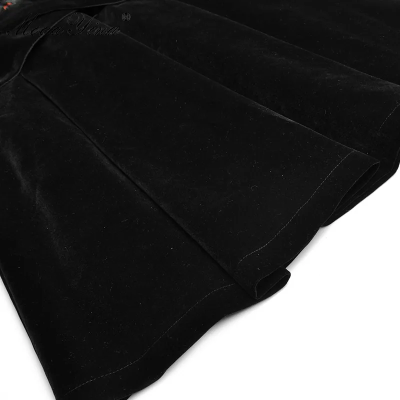 Платье женское весенне-осеннее с отложным воротником и рукавами-фонариками -