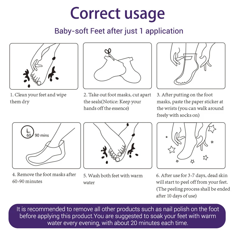 

HEMEIEL Feet Exfoliating Foot Mask For Legs Heels Skin Peeling Dead Skin Remove Feet Mask Socks For Pedicure 16Pcs=8Pair