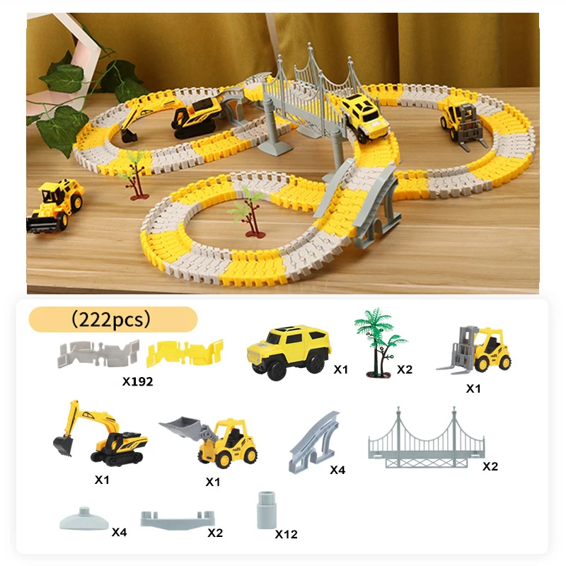 

Cars DIY Rail Speed Car Train Model Color Track Racing Car Fun Assemble Toy Birthday Gift For Kids Boys Car Automatic Electric