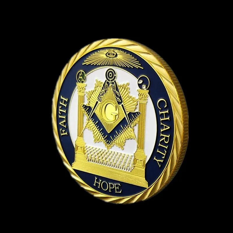 

1pcs Masonic Challenge Coins All Seeing Eye Faith Hope Charity Proud Freemason Symbol Mason Collectibles for Brother Gift