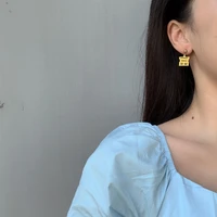 s925 needle personality jewelry drop earirngs asymmetrical grey yellow pink chinese words baofu dangle earrings for girl gift