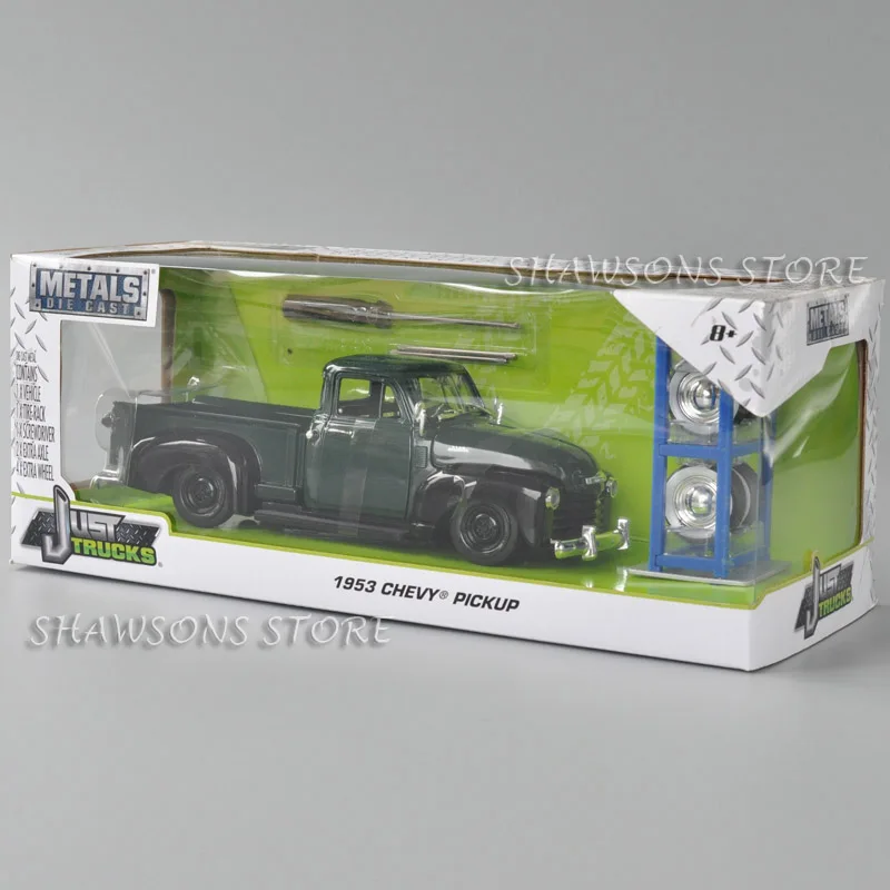 

JADA Just Trucks масштаб 1:24, Литые металлические винтажные модели автомобилей, игрушки 1953, пикап Chevy, миниатюрная Реплика с запасными шинами