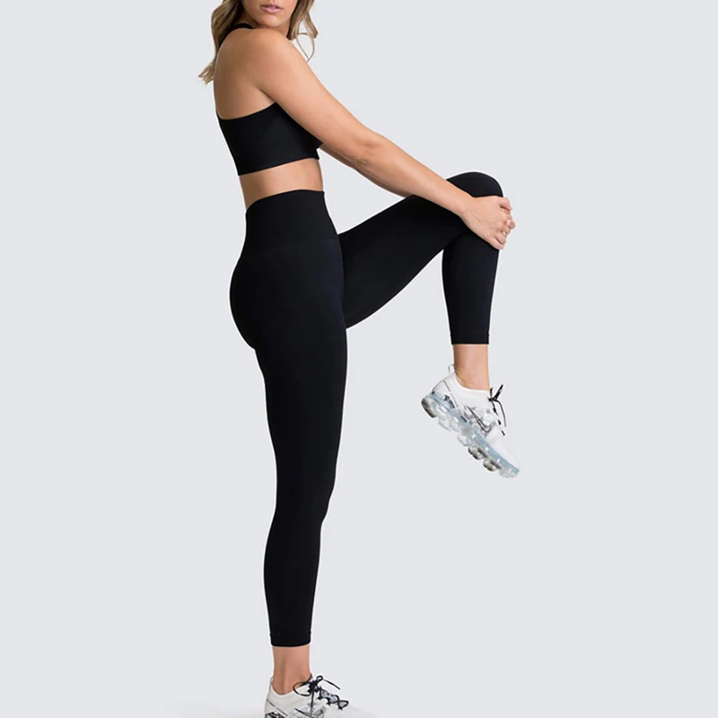 Комплект для йоги бесшовный из 2 предметов тренировочная одежда женщин