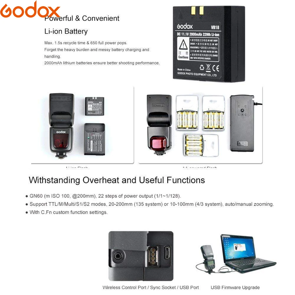 Вспышка Godox VING V860II с литиевым аккумулятором GN60 HSS 1/8000s TTL + триггер X1T для Canon Nikon Sony