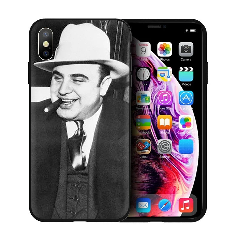 EWAU Al Capone Гангстер Scarface Мягкий силиконовый чехол для телефона iPhone 5 5S SE 6 6s 7 8 plus X XR XS Max - Цвет: B1
