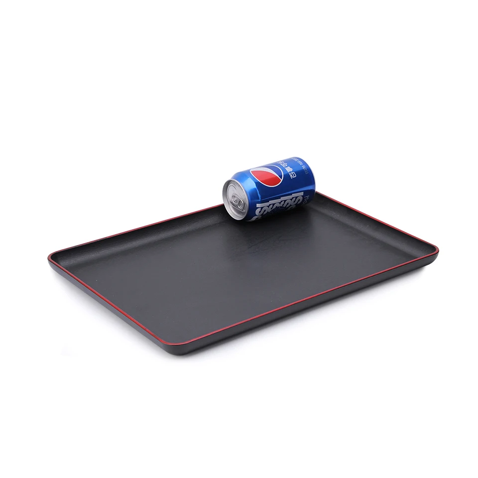

Japanese Tray Sushi Plate Melamine Imitation Porcelain Dinner Plate Rectangular Black Red Edge Hotel Guest Room Storage Tray