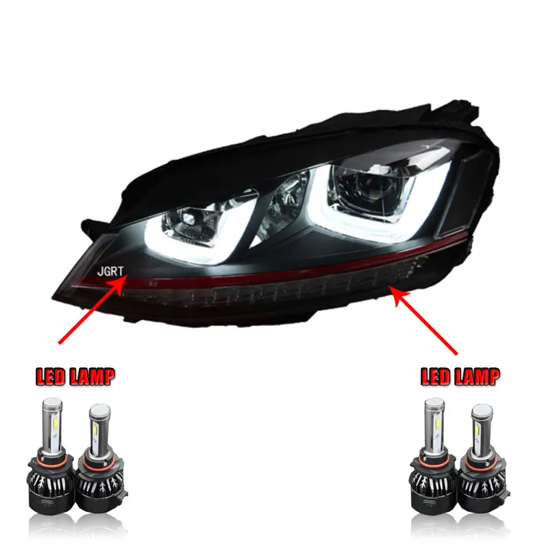 ALL LED 2 шт. автомобильный стиль светодиодный фары для VW Golf 7 2013- для Golf 7 Головной фонарь светодиодный DRL Объектив двойной луч H7 HID Xenon bi xenon объектив - Цвет: ALL LED