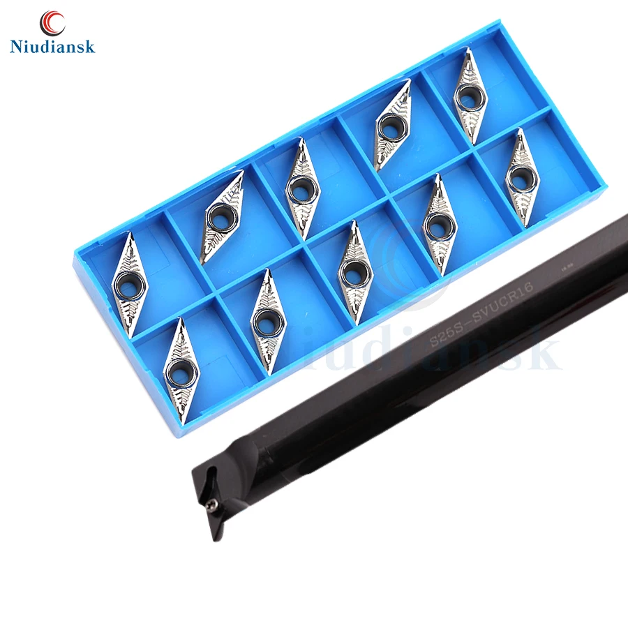 

1pc S20R-SVUCR16 S25S-SVUCR16 Internal Turning Tool Holder S25S-SVUCL16 Arbor CNC Lathe Tools 10pcs VCGT1604 Carbide Inserts Set