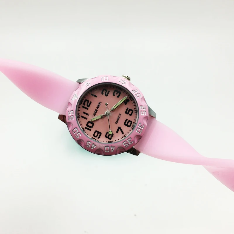 Часы наручные женские кварцевые милые модные простые Стильные с розовым желе