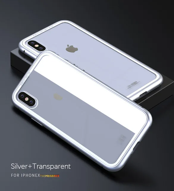 Clear Silver Магнитный адсорбционный чехол для телефона для iPhone 11 11 Pro Max XS XR закаленное стекло магнит флип-чехол для iPhone 8 8 Plus 6 6S - Цвет: Clear Silver