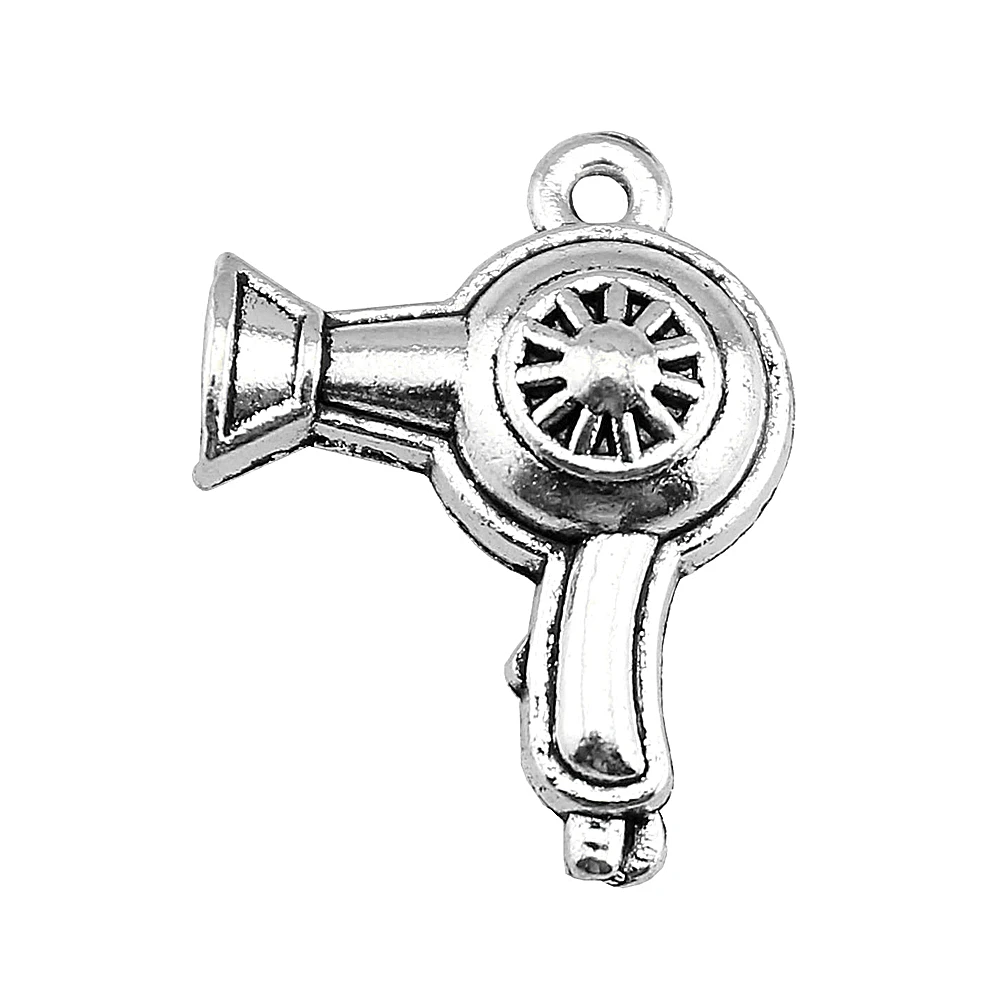 

WYSIWYG 10pcs 26x20mm Pendant Hair Dryer Hair Dryer Charm Pendants Antique Silver Plated Hair Dryer Pendants
