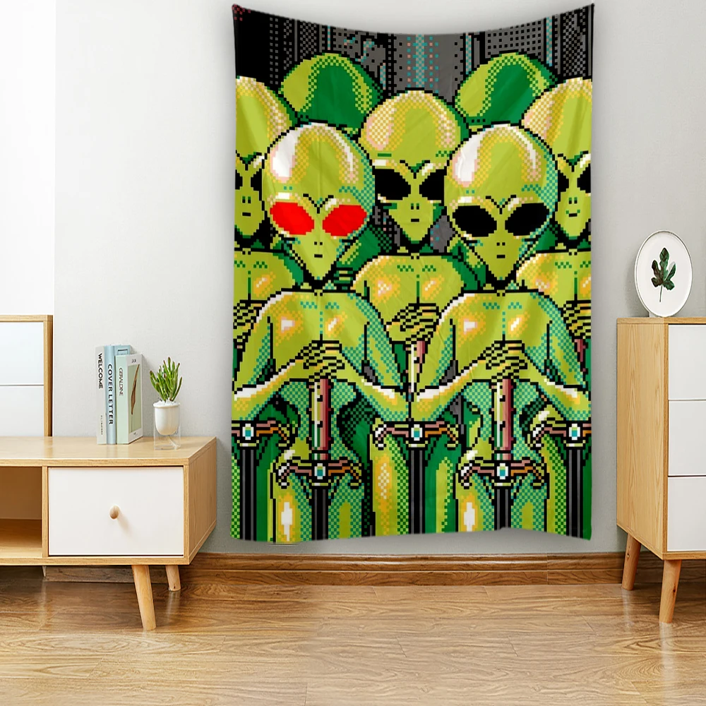 

Alien Pattern Tapestry Wall Hanging Decor Tapestry Kawaii Room Mandala Witchcraft Boho Decor Tapestry