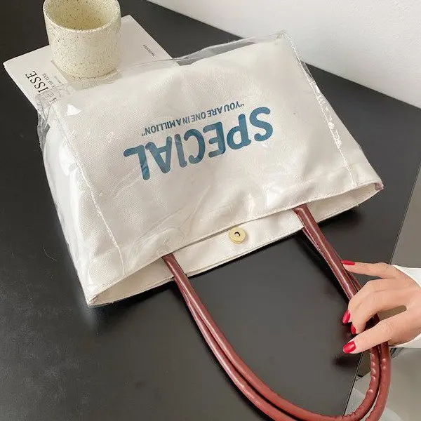 

Ladies Canvas Shopping Bag 2021 Large Capacity Conventional Tote Bag Fashion Letter Printing Women's Shoulder Bag Simple Bags