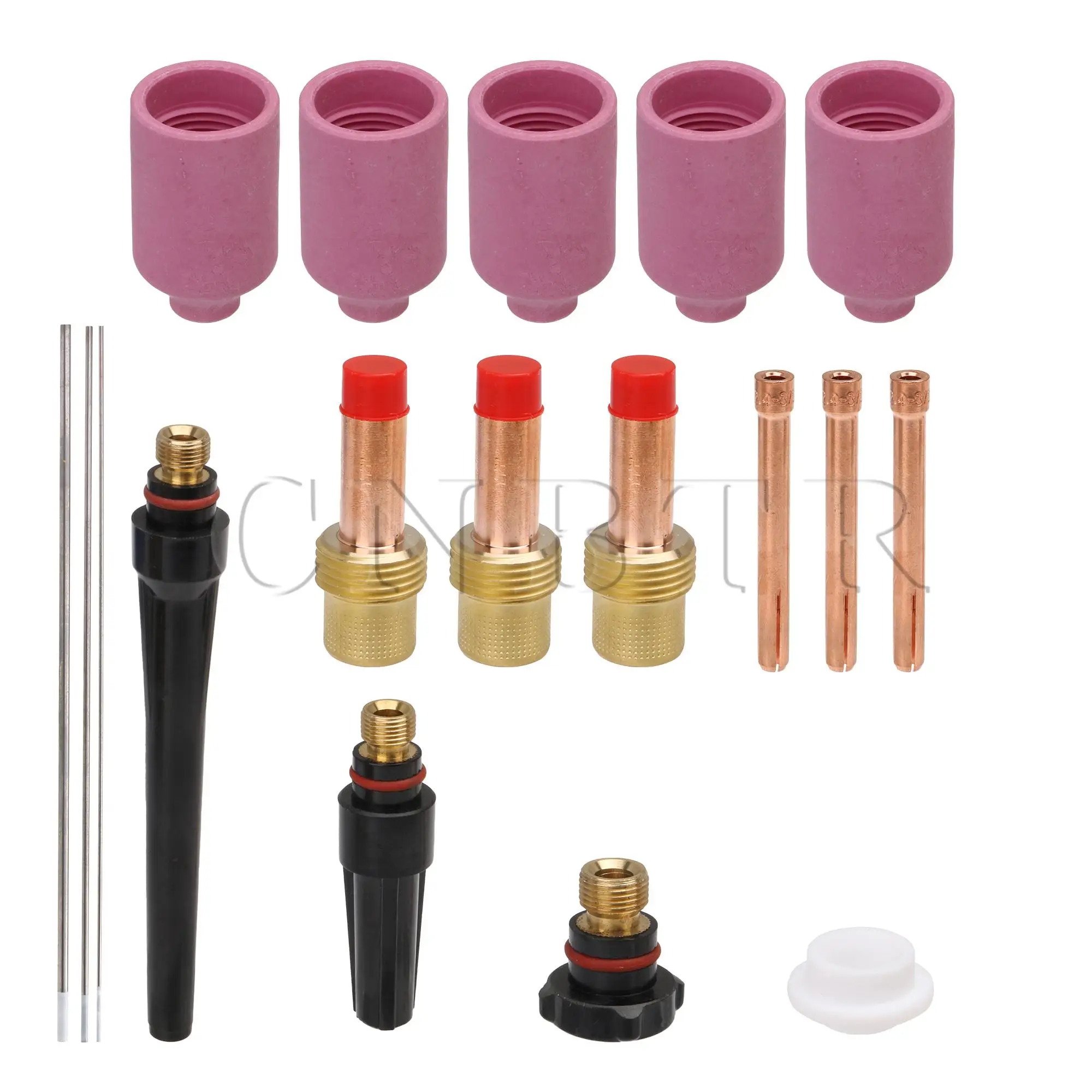

CNBTR 18pcs Argon Arc Welding Torch Chuck Accessories Brass Ceramic Multicolor