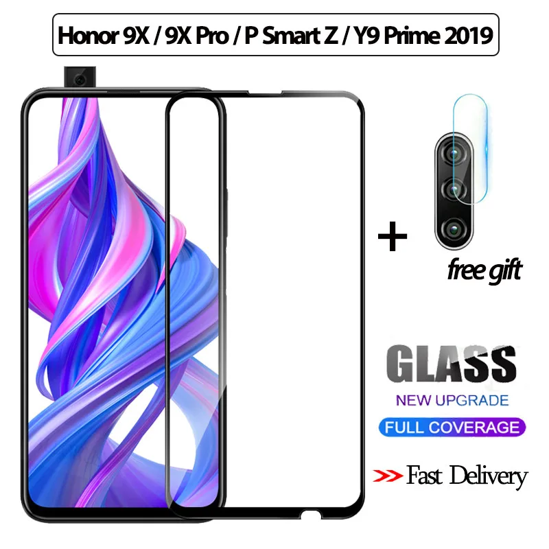 2-в-1 Камера стекло на хонор 9икс стекло Honor-9X-Pro 3D ззащитное стекло Huawei P Smart Z стекло Экран протектор стекло Huawei Y9 Prime ззащитное стекло хонор 9х стекло honor 9x glass - Цвет: 2-in-1 TemperedGlass