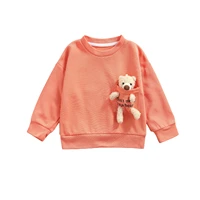 childrens clothing spring autumn casual cute bear doll decoration long sleeve round collar tops cotton baby boys girls clothes
