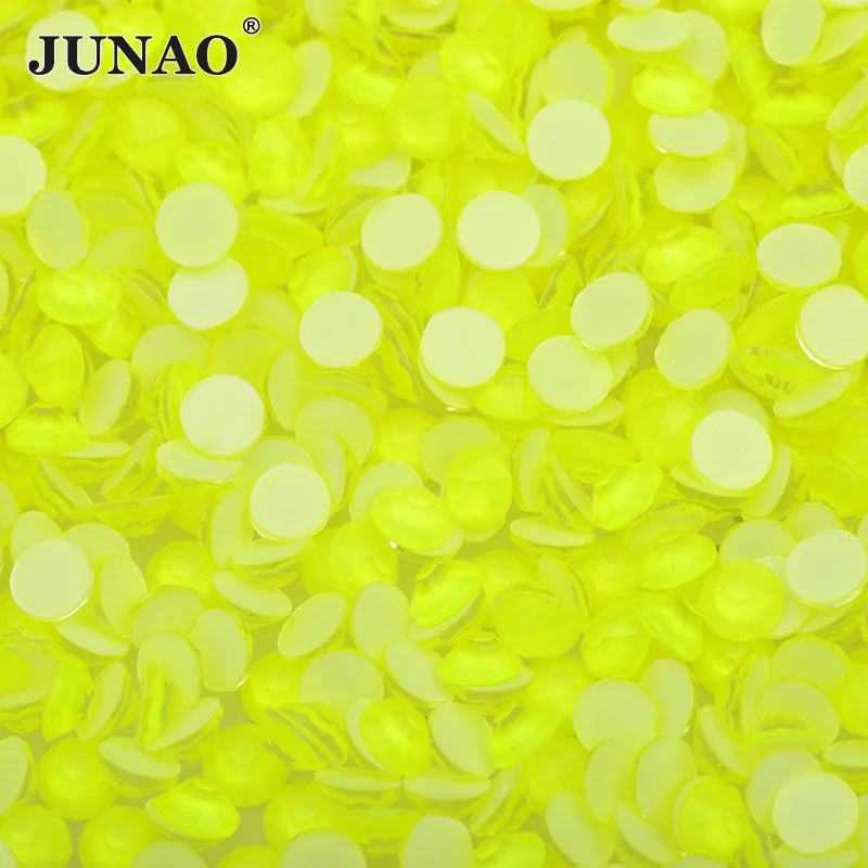 JUNAO SS20 неоновые стеклянные стразы для ногтей с плоской задней стороной, стеклянные стразы, стразы для обуви - Цвет: Neon Yellow