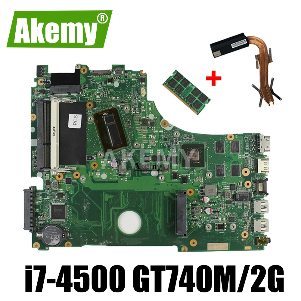 

For Asus A750J K750J K750JB X750JB X750JN laptop Motherboard Mainboard test 100% OK i7-4500 GT740M/2GB free Heatsink+4GB RAM