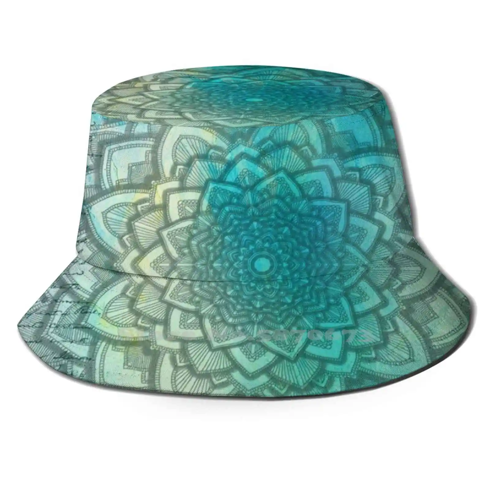 

" God's Eye " Art-With Background Mandala Texture Grunge Flat Top Breathable Bucket Hats E Geometric Polygon Vector Drug