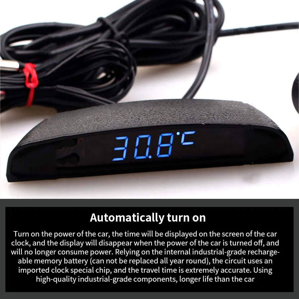 Автомобильные электронные часы светящийся измеритель температуры вольтметр