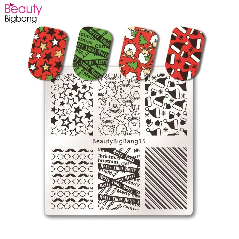 

BeautyBigBang Nail Art Stamping Plate 6*6cm Stainless Steel Snowman Image Nail Template Manicure DIY Stencil Nails Tools