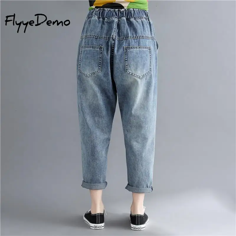 Свободные ботильоны Длина брюки джинсы женские рваные для женщин в стиле
