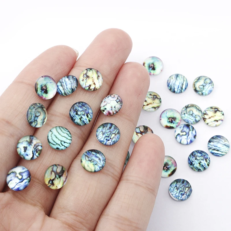 

30pcs Mixed Color 8mm Glass Cameo Cabochon Blue Water Wave Pattern Dome Pendant Settings Jewelry Findings